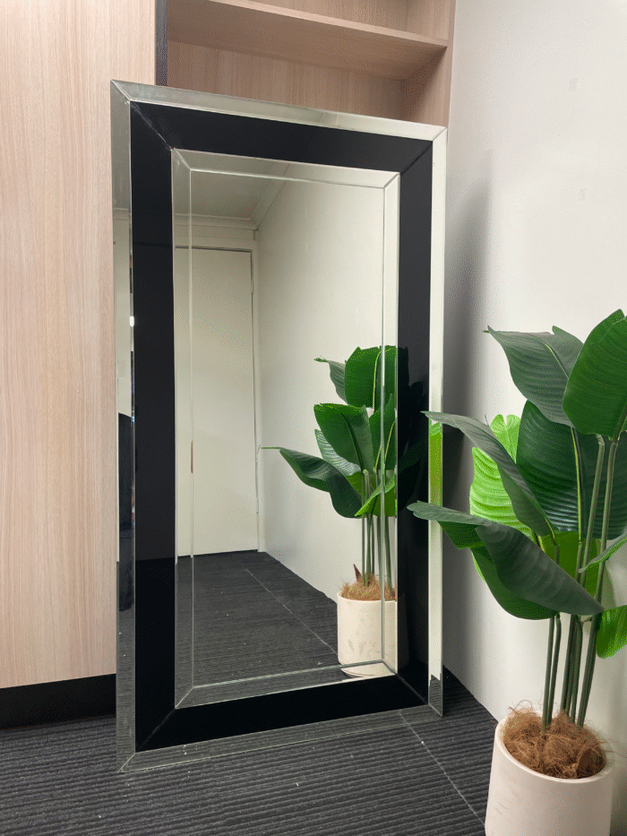 [Road Freight Only] Wishing Well Black and Silver Full Length Wall Mirror 80x150cm [PWB80150]