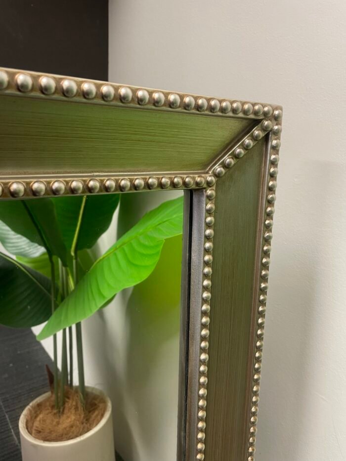 Resin Europe Palace Style Embossed Wall Mirror Silver Frame 88x63cm [OF160] - Image 2
